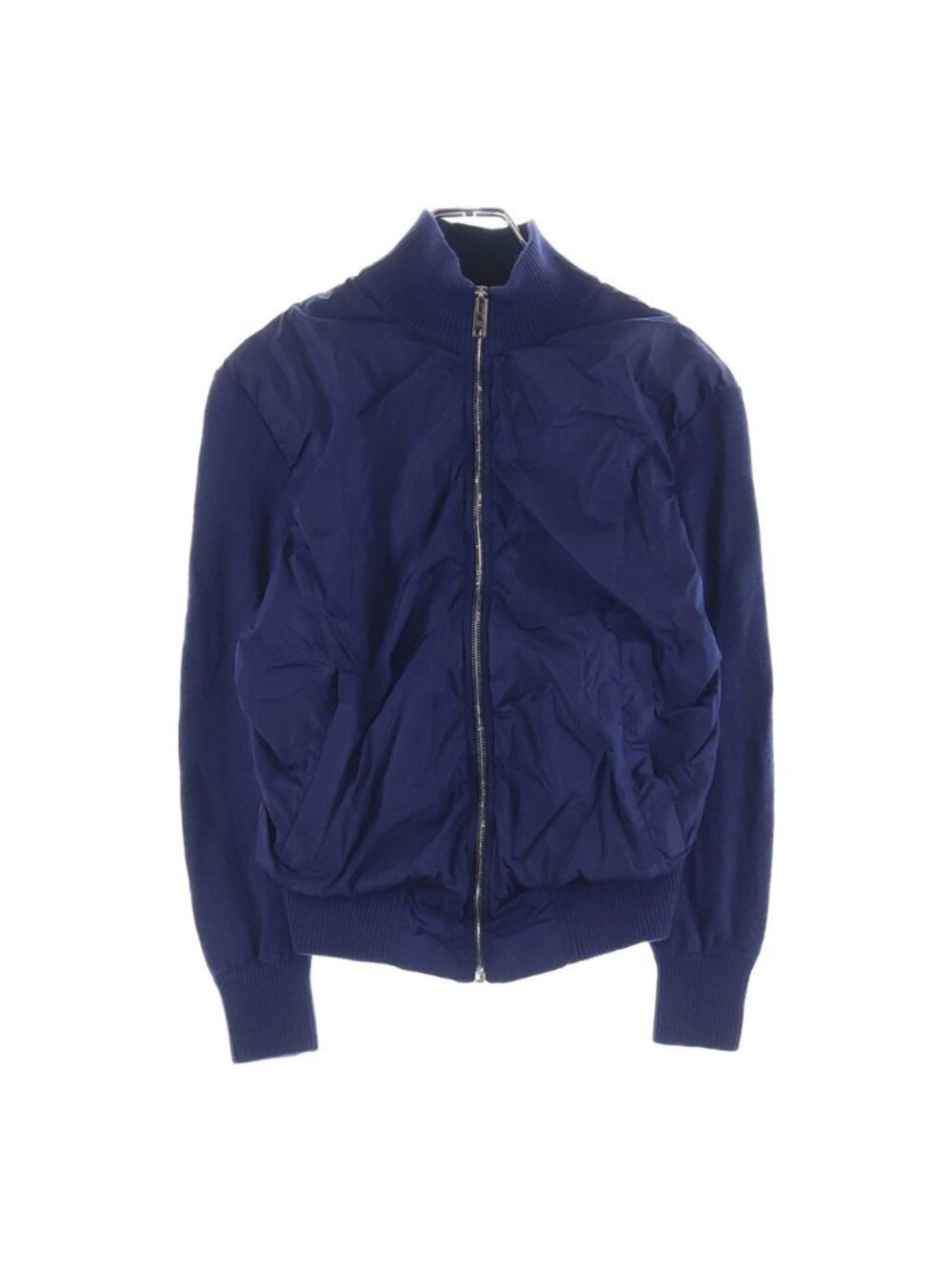 Prada Sport Knit Paneled Nylon Jacket Wool Navy